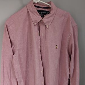 RALPH LAUREN ICONIC OXFORD SHIRT. Size XL. Pink/Red color Classic Fit